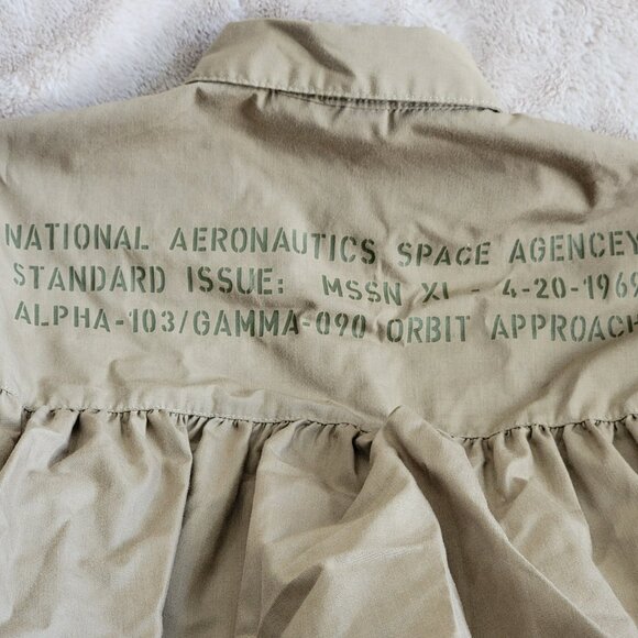 Buzz Aldrin NASA Peplum Blouse Space Top Button Front Tan Girls Size Small - Picture 6 of 9